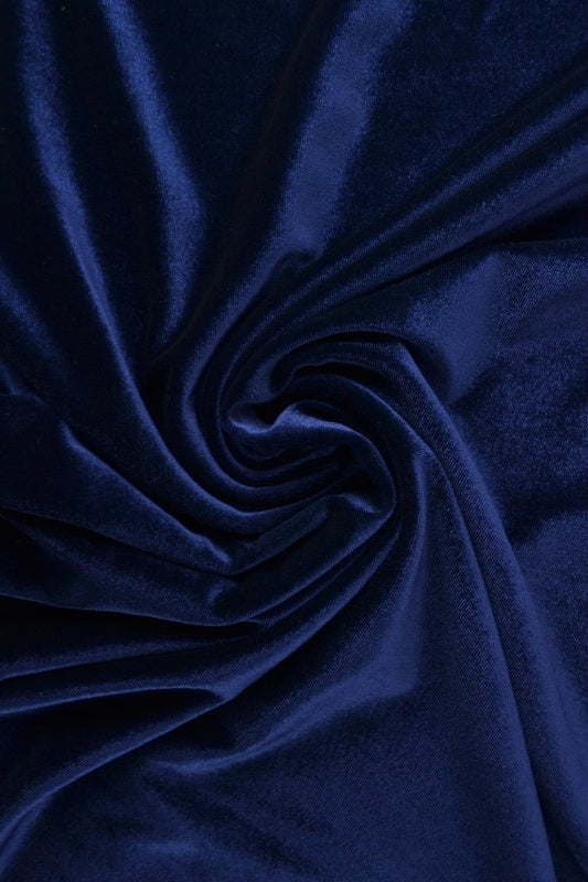 Navy velour med stræk, metervare til erhverv (billede 1 af 6)