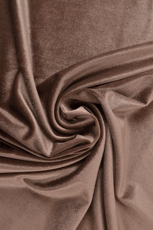 Taupe velour med stræk, metervare til erhverv (billede 1 af 6)