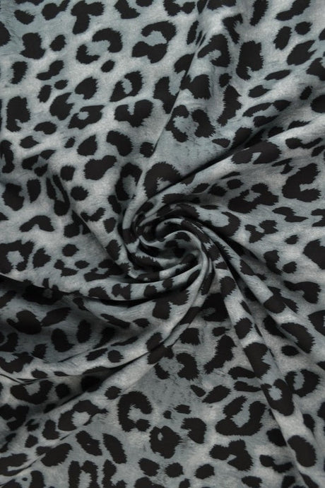 Viskose stof med leopardprint – grå & sort, metervare til erhverv (billede 1 af 9)