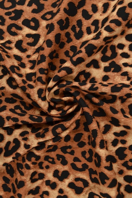 Viskose stof med leopardprint – cognac & sort, metervare til erhverv (billede 1 af 9)