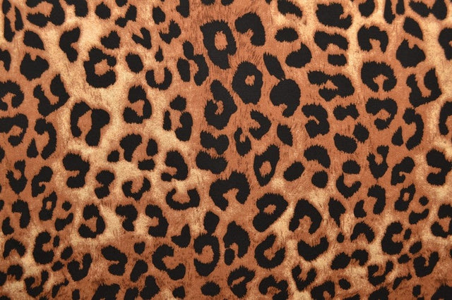 Viskose stof med leopardprint – cognac & sort, metervare til erhverv (billede 3 af 9)