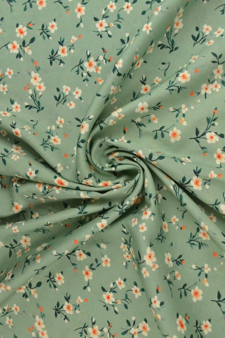 Viskose stof med småt blomsterprint – sort & flerfarvet, metervare til erhverv (billede 1 af 9)