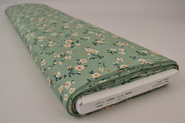 Viskose stof med småt blomsterprint – sort & flerfarvet, metervare til erhverv (billede 2 af 9)