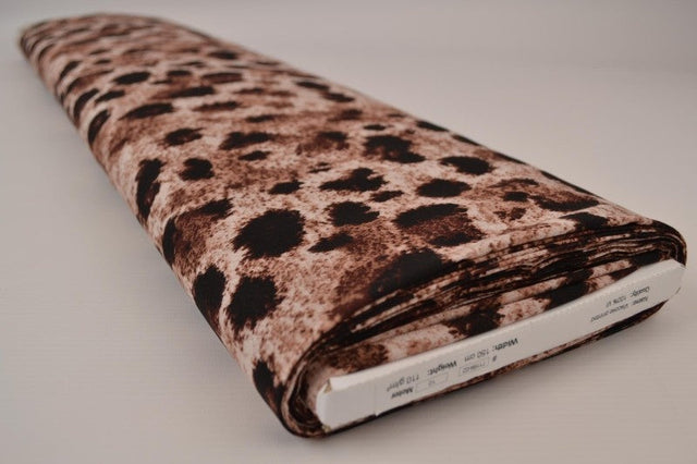 Viskose stof med leopardprint – hvid & antracit, metervare til erhverv (billede 2 af 9)