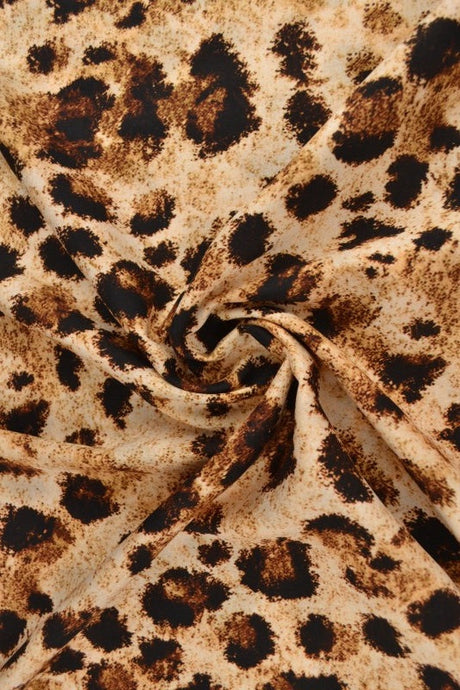 Viskose stof med leopardprint – beige & cognac, metervare til erhverv (billede 1 af 9)