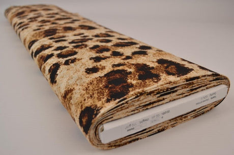 Viskose stof med leopardprint – beige & cognac, metervare til erhverv (billede 2 af 9)