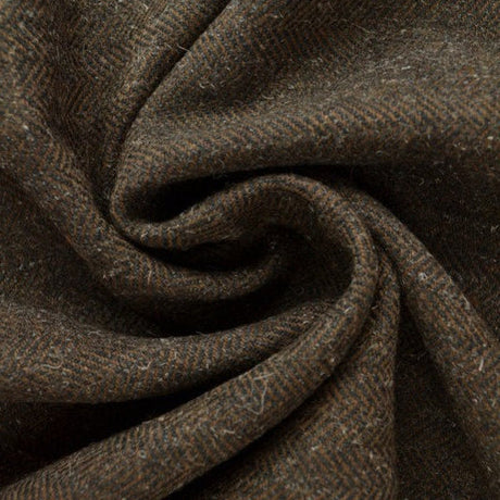 Brun og sort tweed med sildebensmønster, metervare til erhverv (billede 1 af 3)